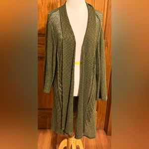 3X Westport by DressBarn knitted olive green cardigan.